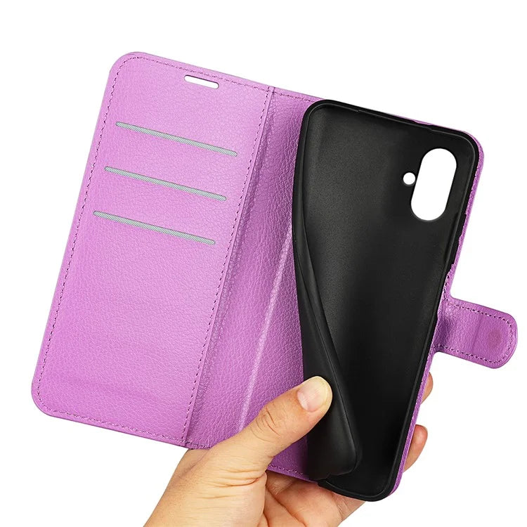 For Samsung Galaxy A05 4G Case Litchi Texture Folding Stand Leather Phone Shell