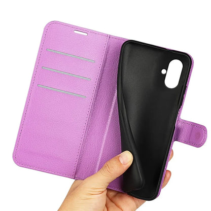 For Samsung Galaxy A05 4G Case Litchi Texture Folding Stand Leather Phone Shell