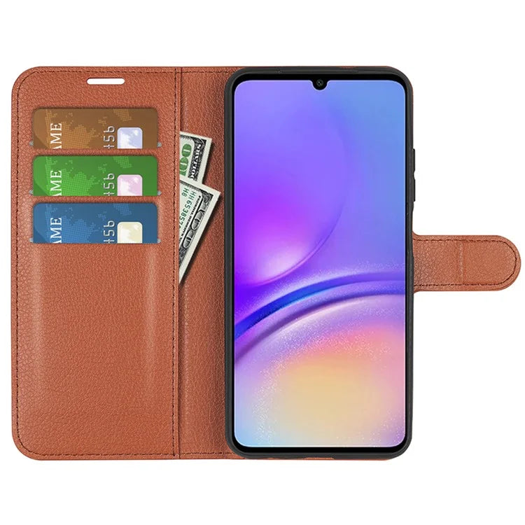 For Samsung Galaxy A05 4G Case Litchi Texture Folding Stand Leather Phone Shell
