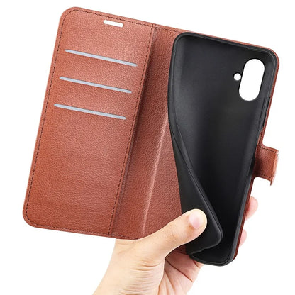 For Samsung Galaxy A05 4G Case Litchi Texture Folding Stand Leather Phone Shell