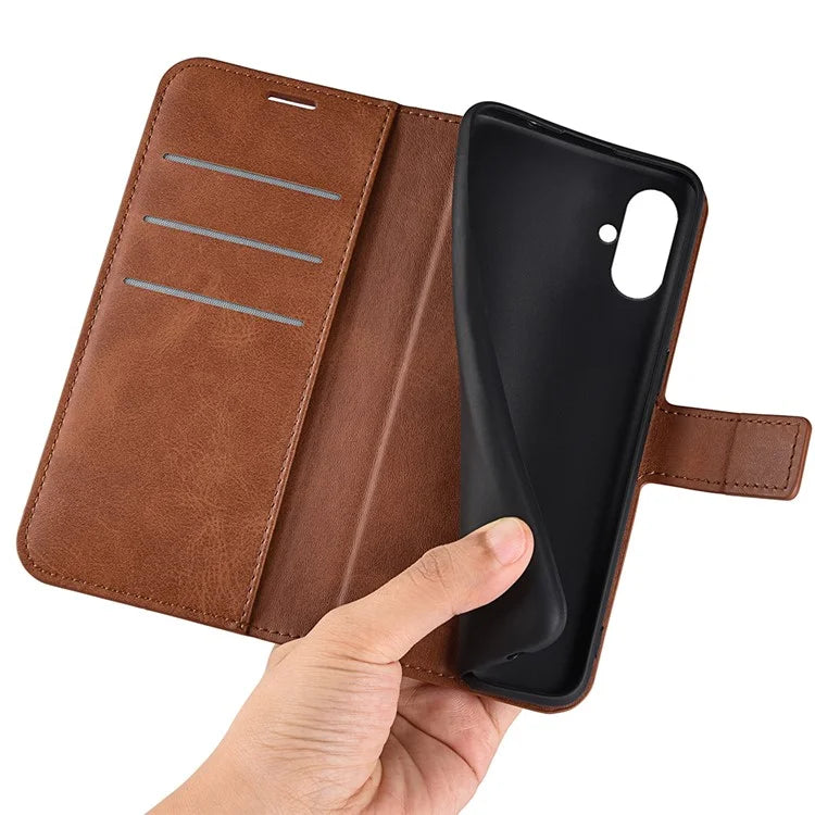 For Samsung Galaxy A05 4G Case Calf Texture PU Leather Phone Wallet Cover