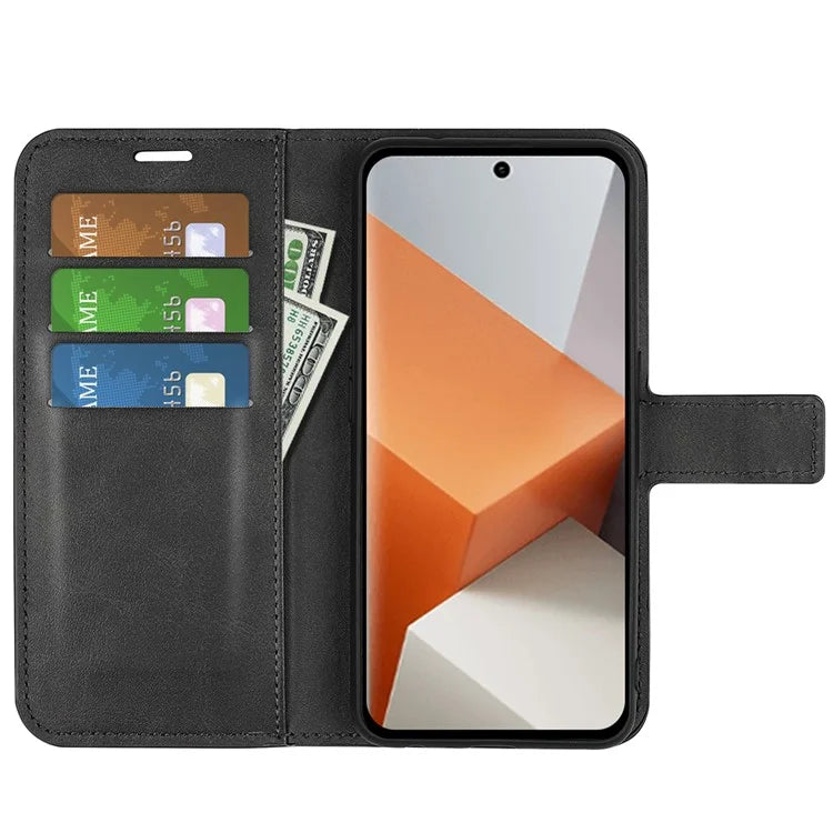 For Xiaomi Redmi Note 13 Pro+ 5G Case PU Leather Calf Texture Phone Stand Cover