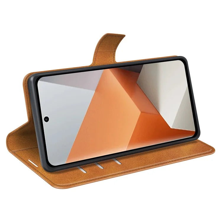For Xiaomi Redmi Note 13 Pro+ 5G Case PU Leather Calf Texture Phone Stand Cover