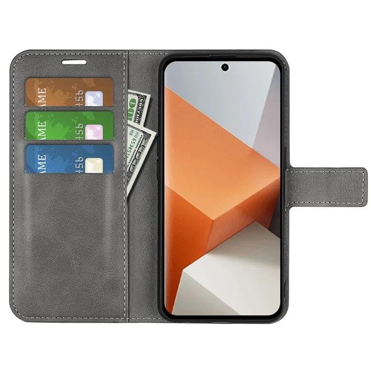 For Xiaomi Redmi Note 13 Pro+ 5G Case PU Leather Calf Texture Phone Stand Cover