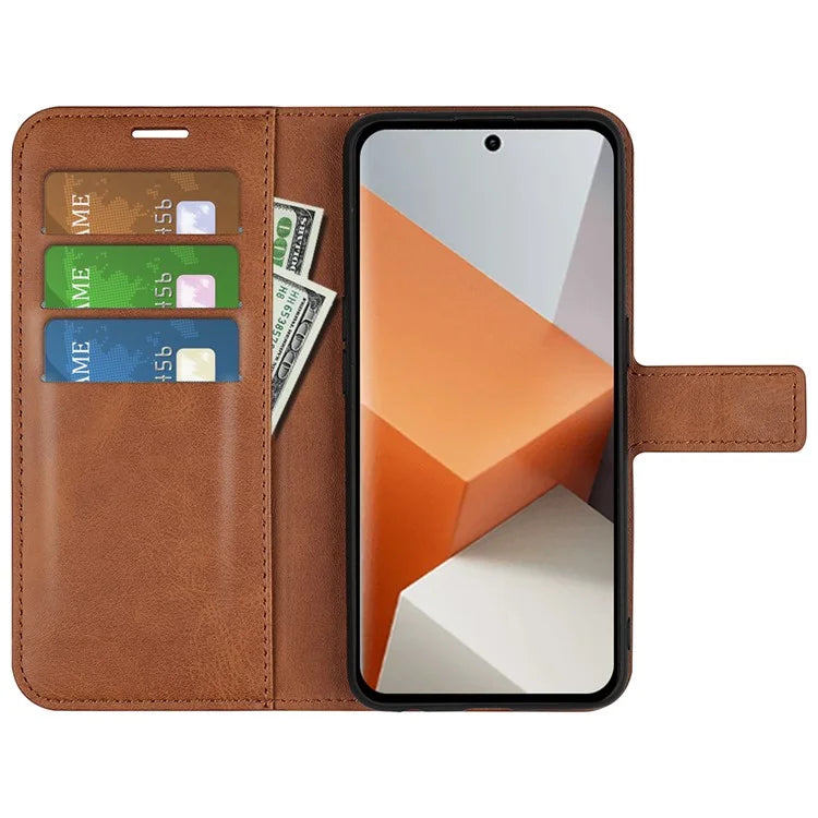 For Xiaomi Redmi Note 13 Pro+ 5G Case PU Leather Calf Texture Phone Stand Cover