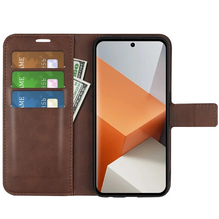 For Xiaomi Redmi Note 13 Pro+ 5G Case PU Leather Calf Texture Phone Stand Cover