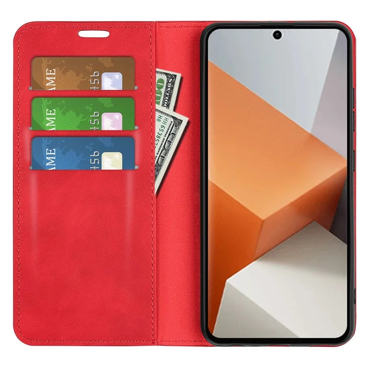For Xiaomi Redmi Note 13 Pro+ 5G Case PU Leather Skin-touch Phone Wallet Cover