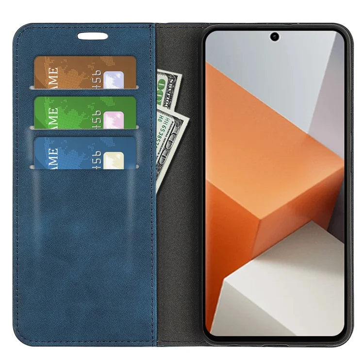 For Xiaomi Redmi Note 13 Pro+ 5G Case PU Leather Skin-touch Phone Wallet Cover