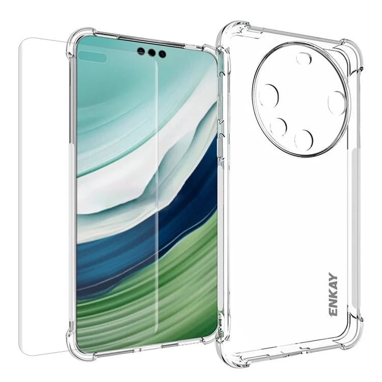 ENKAY HAT PRINCE For Huawei Mate 60 Pro Case TPU Phone Cover with 3D Curved PET Screen Protector