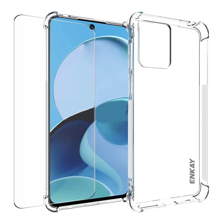 ENKAY HAT PRINCE For Motorola Moto G14 4G Case Transparent TPU Phone Cover with Screen Film