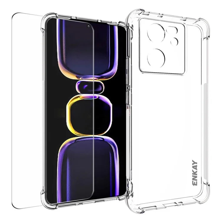 ENKAY HAT PRINCE For Xiaomi Redmi K60 Ultra / 13T / 13T Pro Case TPU Shell Clear Phone Cover with Screen Film