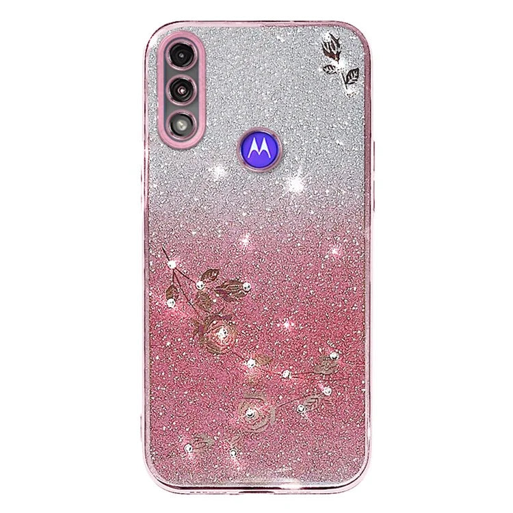 KADEM For Motorola Moto E7 Power Case Rhinestone Flower Gradient TPU Cover