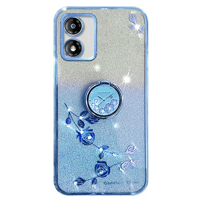 KADEM For Motorola Moto E13 4G TPU Case Rhinestone Flower Decor Kickstand Phone Cover