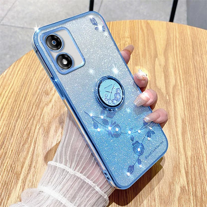 KADEM For Motorola Moto E13 4G TPU Case Rhinestone Flower Decor Kickstand Phone Cover
