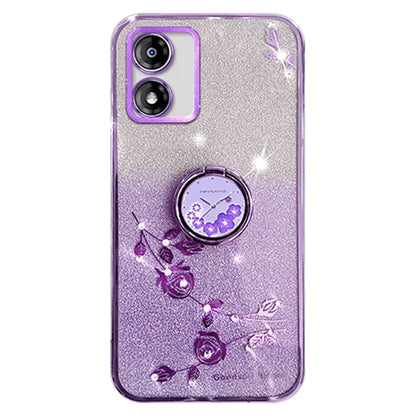 KADEM For Motorola Moto E13 4G TPU Case Rhinestone Flower Decor Kickstand Phone Cover
