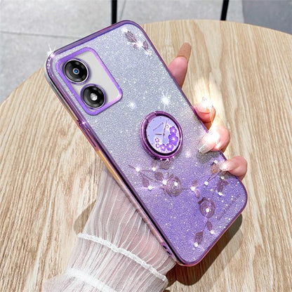 KADEM For Motorola Moto E13 4G TPU Case Rhinestone Flower Decor Kickstand Phone Cover