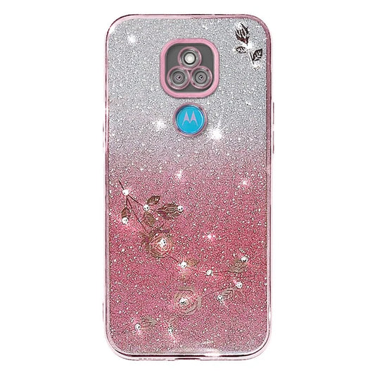 KADEM For Motorola Moto E7 Plus Case Stylish Flower Decor TPU Phone Cover