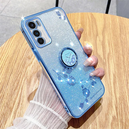 KADEM For Motorola Moto G42 4G TPU Cover Ring Kickstand Glitter Phone Back Case