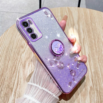 KADEM For Motorola Moto G42 4G TPU Cover Ring Kickstand Glitter Phone Back Case