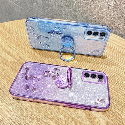 KADEM For Motorola Moto G42 4G TPU Cover Ring Kickstand Glitter Phone Back Case