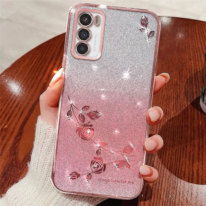 KADEM For Motorola Moto G42 4G Case Rhinestone Decor Soft TPU Phone Cover