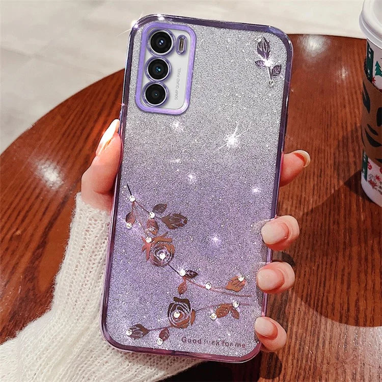KADEM For Motorola Moto G42 4G Case Rhinestone Decor Soft TPU Phone Cover