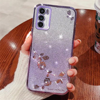 KADEM For Motorola Moto G42 4G Case Rhinestone Decor Soft TPU Phone Cover