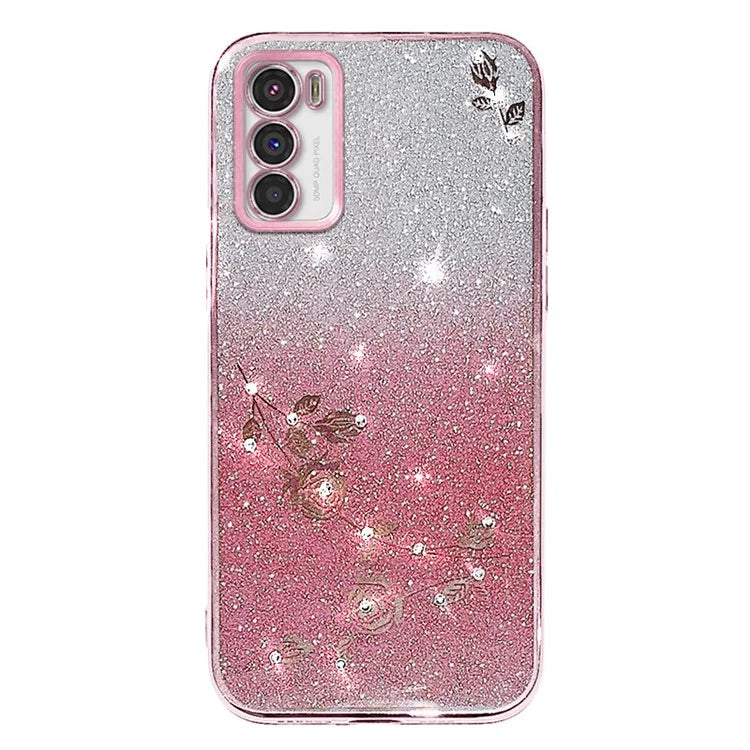 KADEM For Motorola Moto G42 4G Case Rhinestone Glitter Phone TPU Cover with Strap