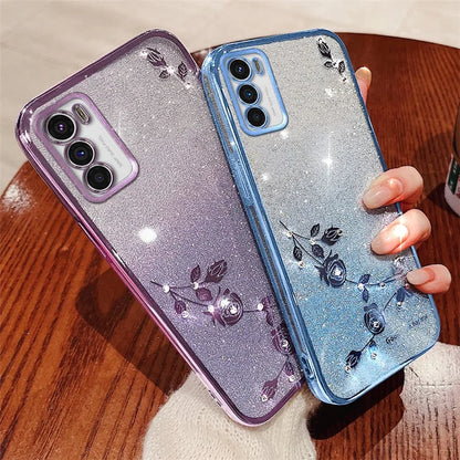 KADEM For Motorola Moto G42 4G Case Rhinestone Glitter Phone TPU Cover with Strap