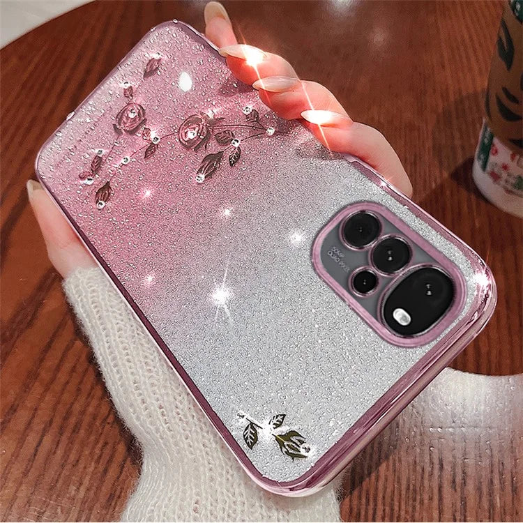 KADEM For Motorola Moto G22 Case Glitter Rhinestone Flower Phone Cover with Strap