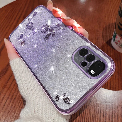 KADEM For Motorola Moto G22 Case Glitter Rhinestone Flower Phone Cover with Strap