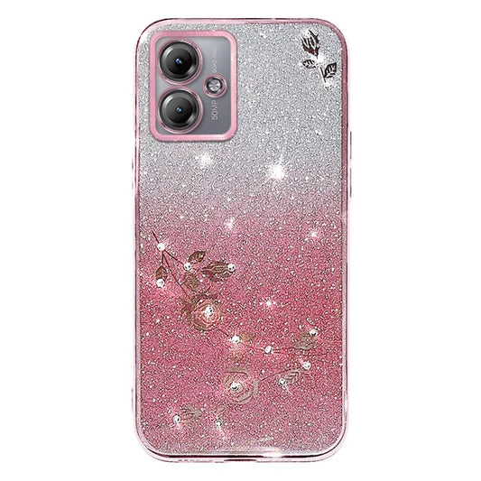 KADEM For Motorola Moto G14 4G Case Rhinestone Flower Glitter Phone Cover