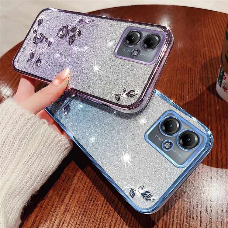 KADEM For Motorola Moto G14 4G Case Rhinestone Flower Glitter Phone Cover