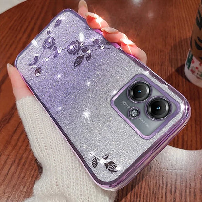 KADEM For Motorola Moto G14 4G Phone Case Rhinestone Decor TPU Cover with Strap