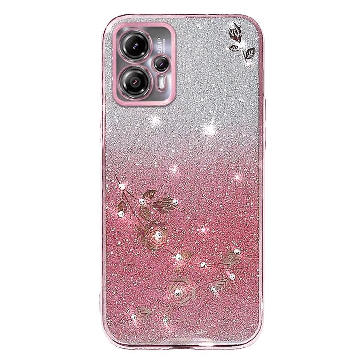 KADEM For Motorola Moto G13 4G / G23 4G Case Rhinestone Flower Gradient TPU Phone Cover
