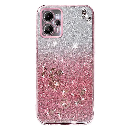 KADEM For Motorola Moto G13 4G / G23 4G Case Rhinestone Flower Gradient TPU Phone Cover