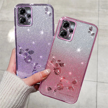 KADEM For Motorola Moto G13 4G / G23 4G Case Rhinestone Flower Gradient TPU Phone Cover