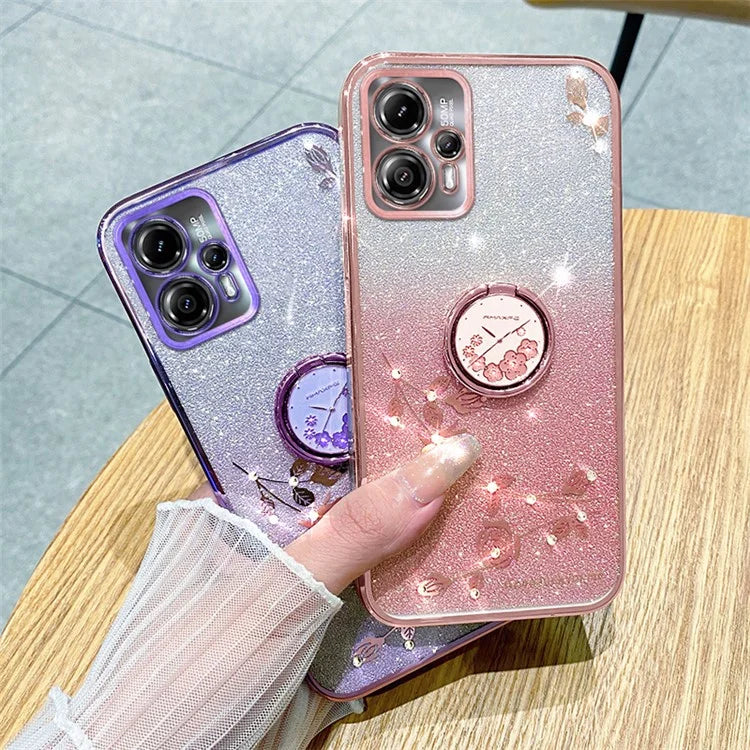 KADEM For Motorola Moto G13 4G / G23 4G Case Rhinestone Soft TPU Kickstand Phone Cover