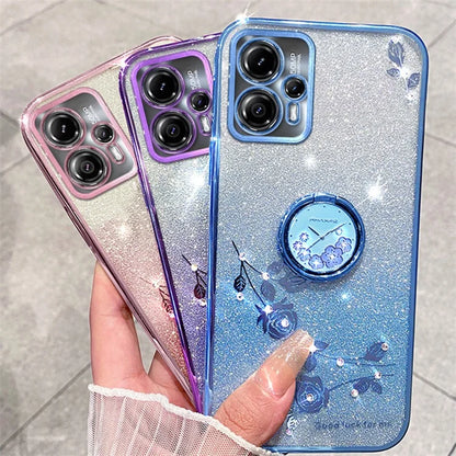 KADEM For Motorola Moto G13 4G / G23 4G Case Rhinestone Soft TPU Kickstand Phone Cover