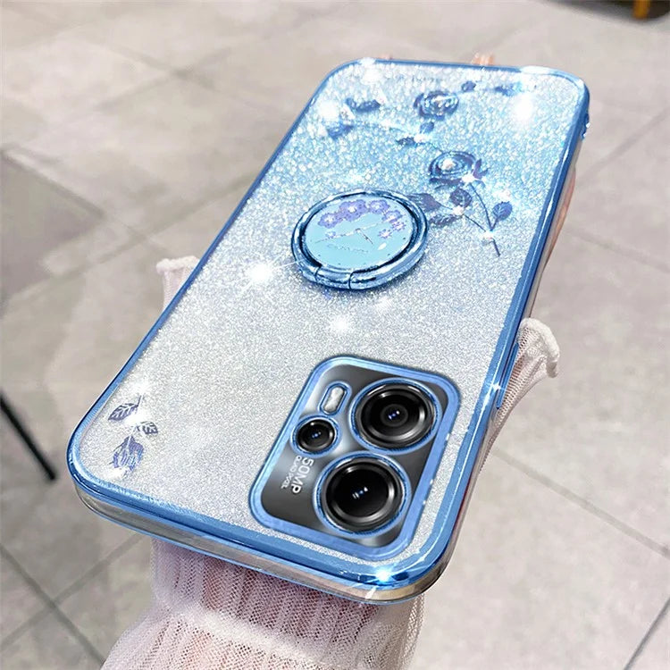 KADEM For Motorola Moto G13 4G / G23 4G Case Rhinestone Soft TPU Kickstand Phone Cover