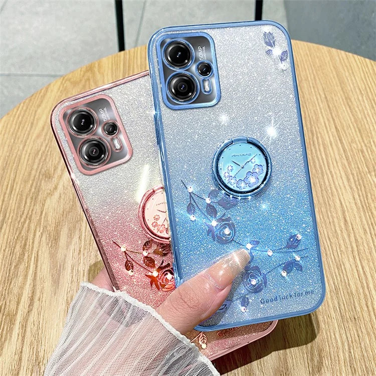 KADEM For Motorola Moto G13 4G / G23 4G Case Rhinestone Soft TPU Kickstand Phone Cover