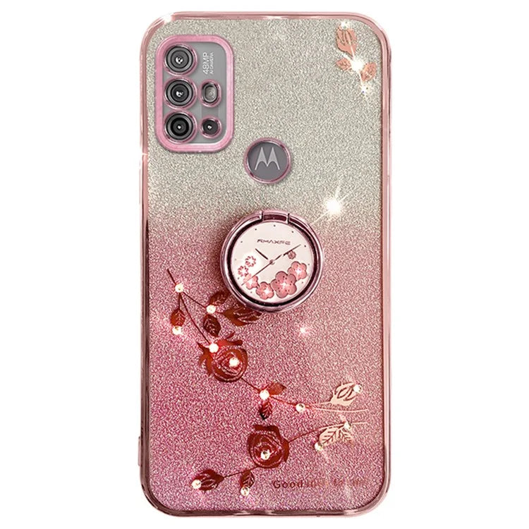 KADEM For Motorola Moto G10 / G20 / G30 Case Ring Kickstand Gradient Glitter TPU Phone Cover