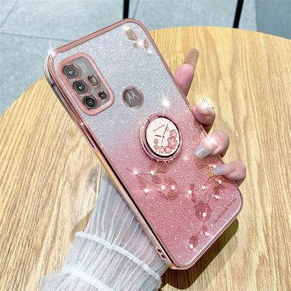 KADEM For Motorola Moto G10 / G20 / G30 Case Ring Kickstand Gradient Glitter TPU Phone Cover