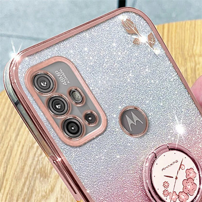 KADEM For Motorola Moto G10 / G20 / G30 Case Ring Kickstand Gradient Glitter TPU Phone Cover