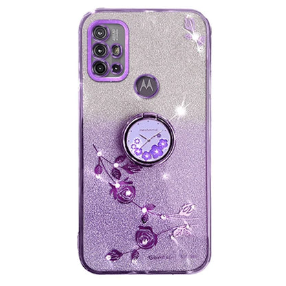 KADEM For Motorola Moto G10 / G20 / G30 Case Ring Kickstand Gradient Glitter TPU Phone Cover