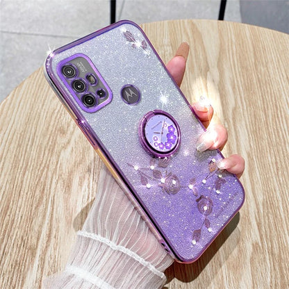 KADEM For Motorola Moto G10 / G20 / G30 Case Ring Kickstand Gradient Glitter TPU Phone Cover