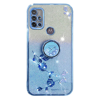 KADEM For Motorola Moto G10 / G20 / G30 Case Ring Kickstand Gradient Glitter TPU Phone Cover