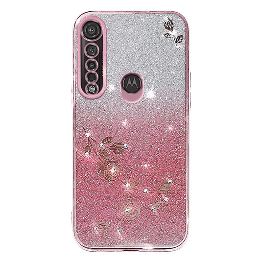 KADEM For Motorola Moto G8 Plus Case Rhinestone Flower TPU Phone Cover