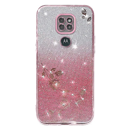 KADEM For Motorola Moto G9 Play TPU Case Phone Cover with Glitter Rhinestone Flower