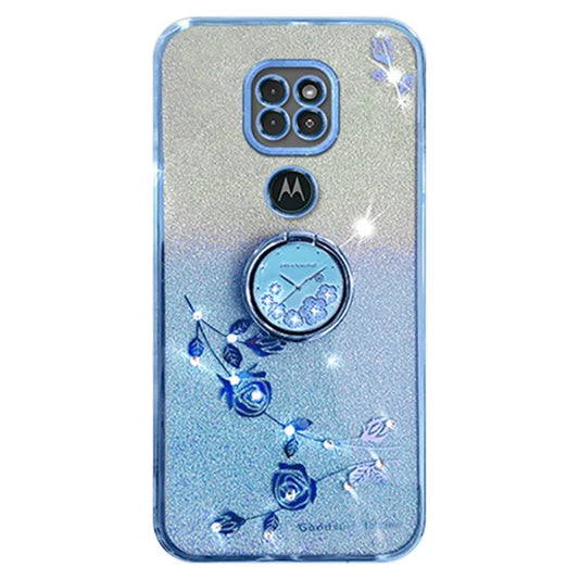 KADEM For Motorola Moto G9 Play Case Glitter Gradient TPU Phone Cover with Ring Kickstand
